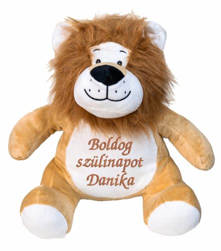 Hímzett plüss oroszlán, névvel vagy felirattal