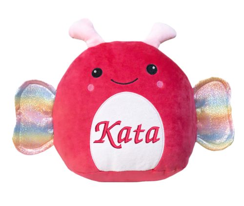 Hímzett, plüss pillangó párna, névvel vagy felirattal