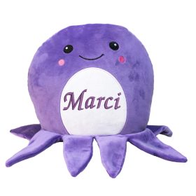Hímzett, plüss polip párna, névvel vagy felirattal