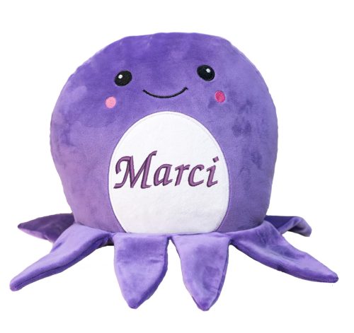 Hímzett, plüss polip párna, névvel vagy felirattal