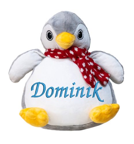 Hímzett plüss pingvin, névvel vagy felirattal