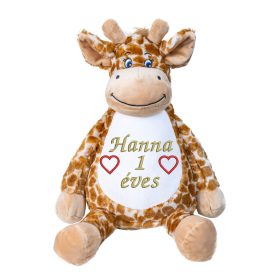 Hímzett plüss zsiráf, névvel vagy felirattal