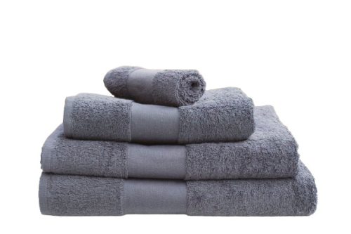 Hímzett PRÉMIUM törölköző 2-3 szavas felirattal, ACÉLSZÜRKE