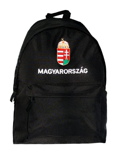 Hímzett klasszikus hátizsák fekete, névvel és mintával, egyedi ajándékötlet