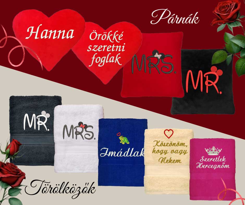 Valentin-napi ajándék, ami tényleg személyes: hímzett törölközők, amikkel örömöt adsz